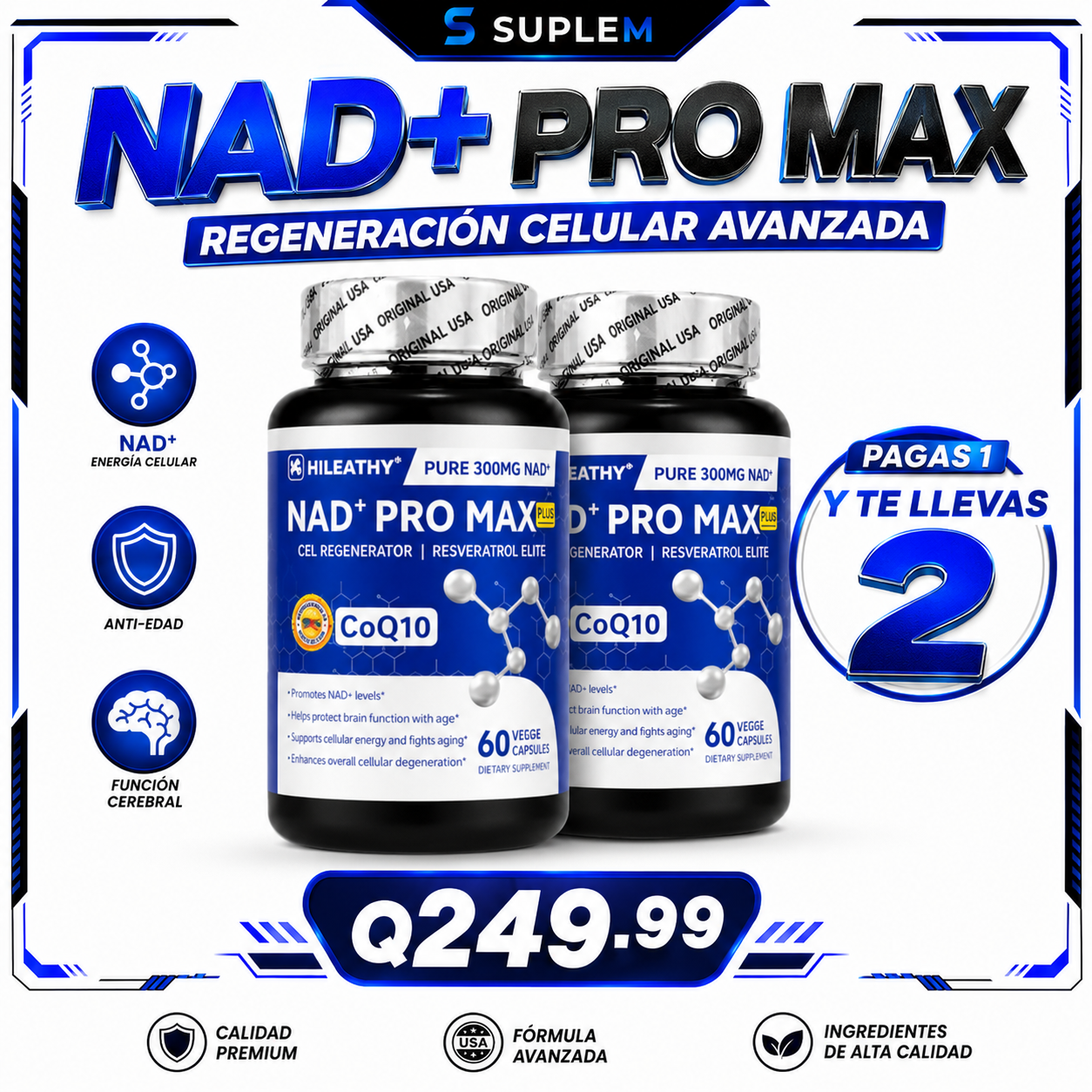 NAD+ PRO MAX™ | Fórmula Avanzada para la Vitalidad Celular