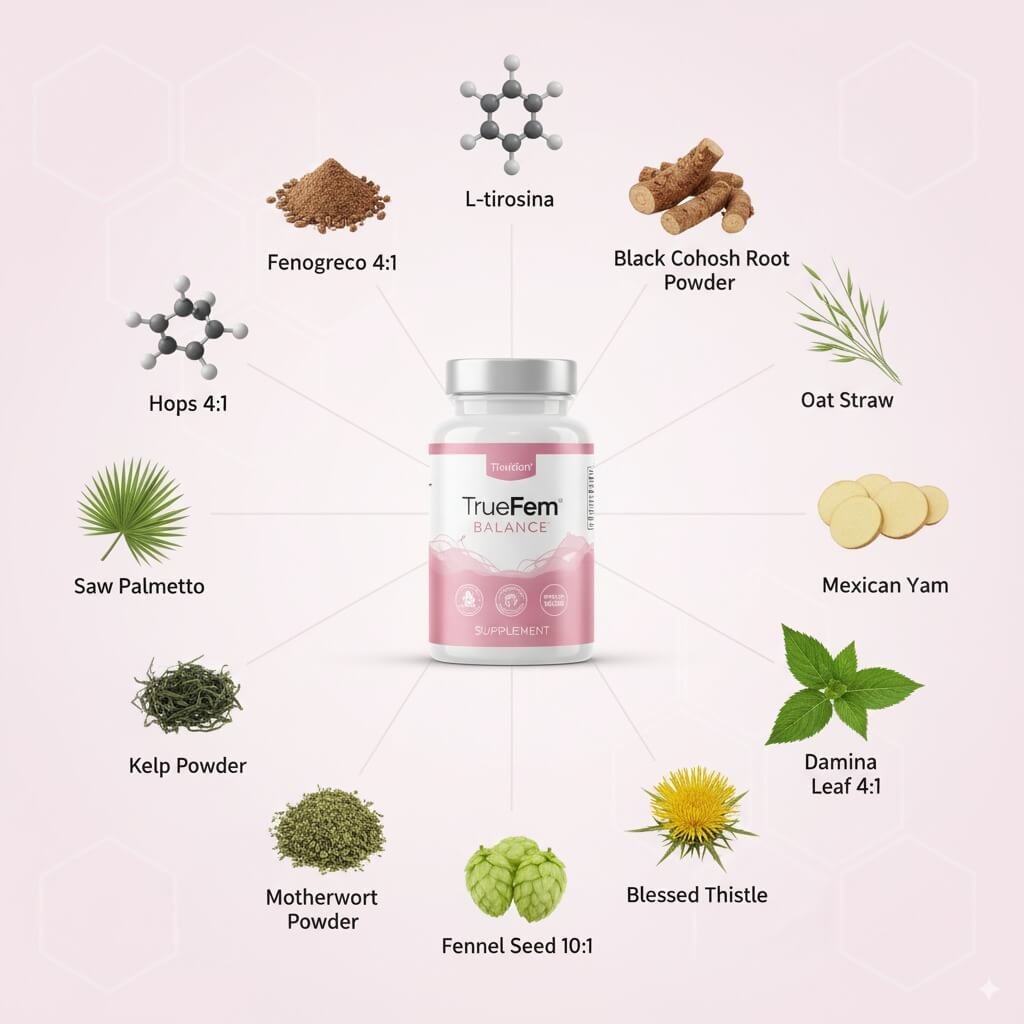 🌸 TrueFem Balance – Cápsulas para el Equilibrio Hormonal y Bienestar Femenino (60 Cápsulas) – SuperHuman™