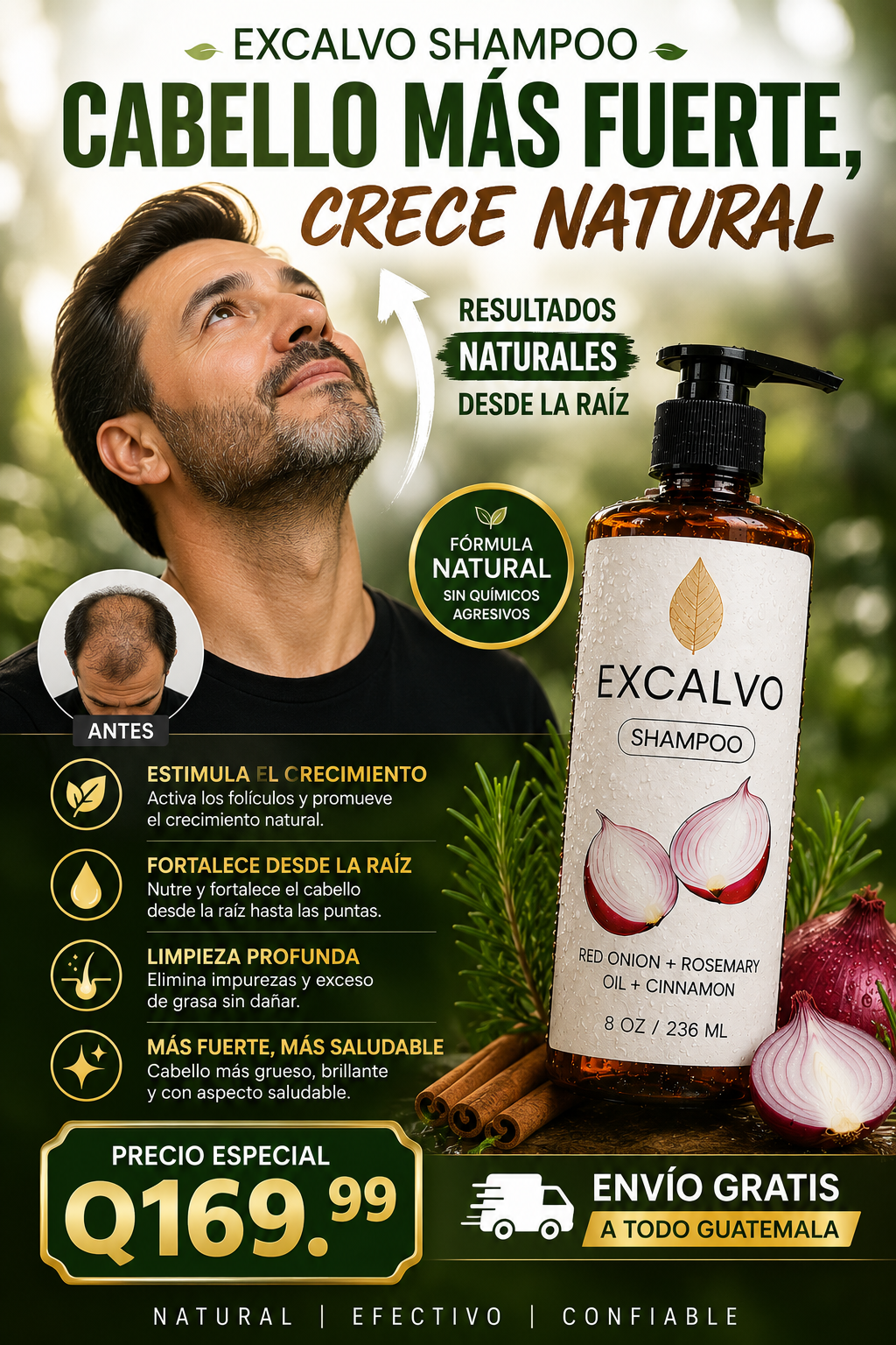 EXCALVO™ | Shampoo de Cebolla para Crecimiento y Reparación Capilar ⭐ (Recomendada)+ envio gratis