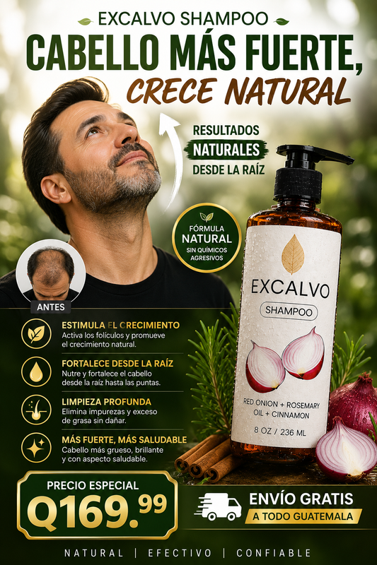 EXCALVO™ | Shampoo de Cebolla para Crecimiento y Reparación Capilar ⭐ (Recomendada)+ envio gratis