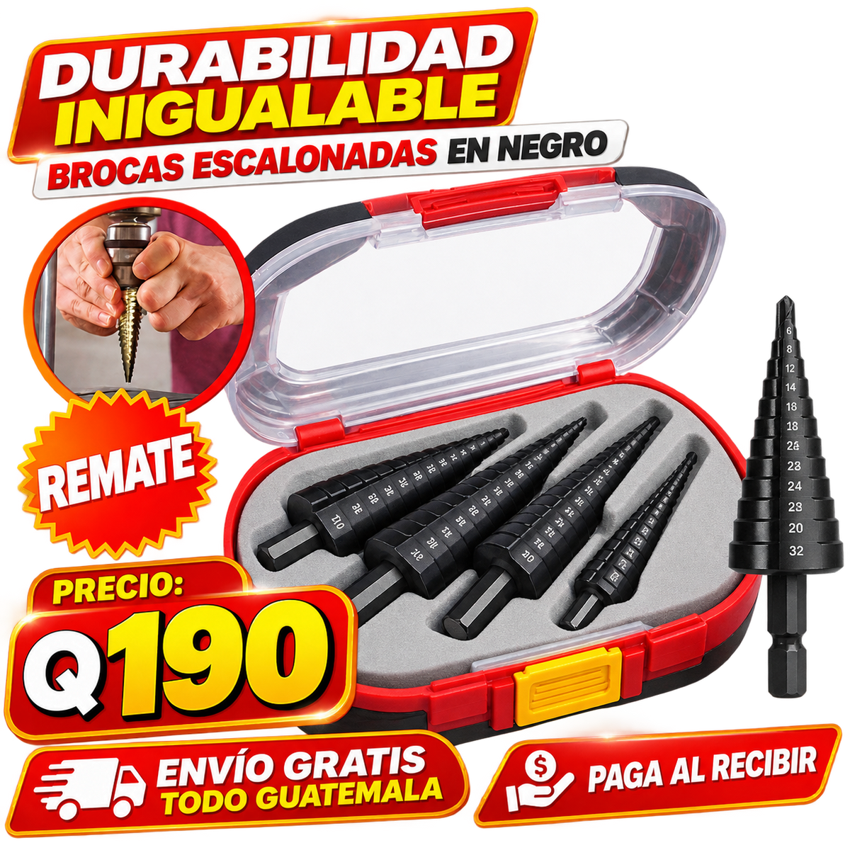 🔩 SET DE  5  BROCAS ESCALONADAS DE TITANIO + ENVIO GRATIS