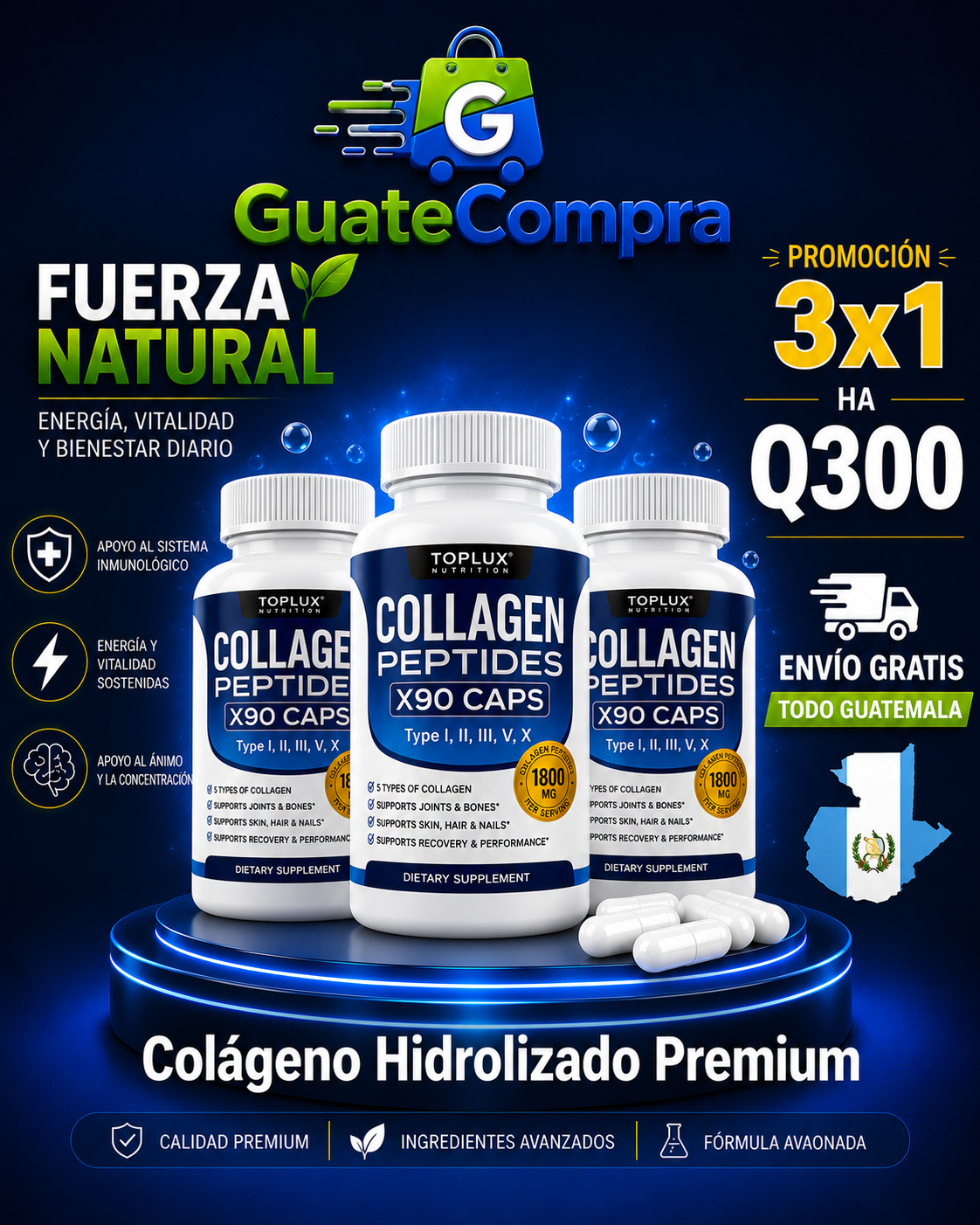 🌱 Colágeno Hidrolizado Premium | Piel Radiante, Cabello Fuerte y Articulaciones Saludables + Envío Gratis 🚚