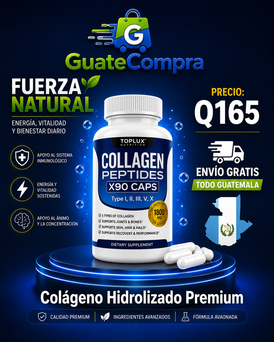 🌱 Colágeno Hidrolizado Premium | Piel Radiante, Cabello Fuerte y Articulaciones Saludables + Envío Gratis 🚚