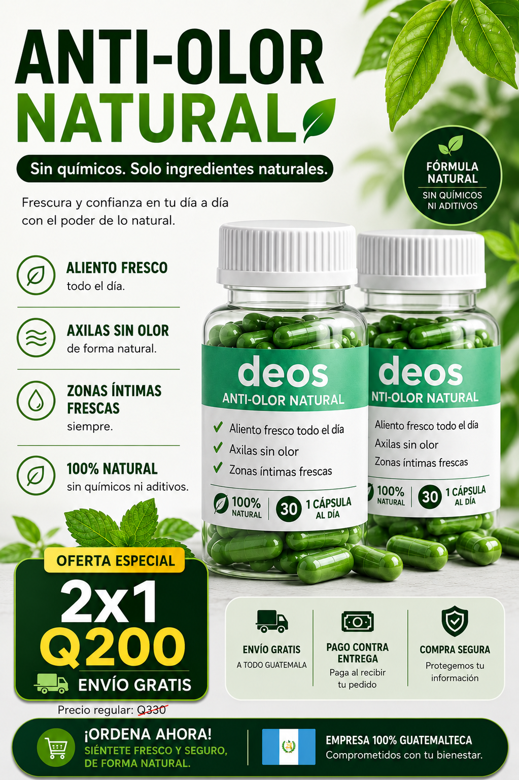🍃 DEOS™ | Desodorante Interno Natural para una Frescura que se Siente + Envió Gratis 🚚