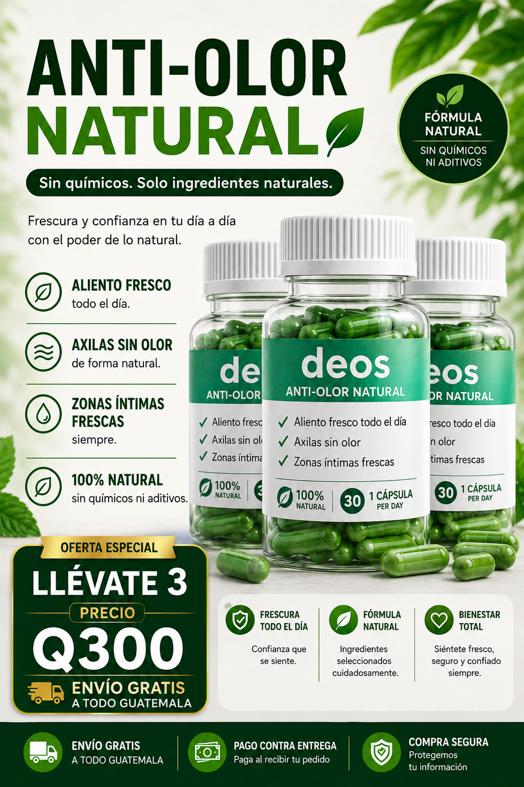 🍃 DEOS™ | Desodorante Interno Natural para una Frescura que se Siente + Envió Gratis 🚚
