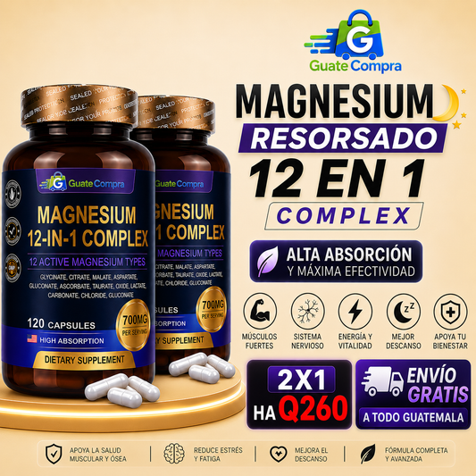 🌙 MAGNESIUM RESORSADO  12 EN 1 COMPLEX +envio gratis 🛻