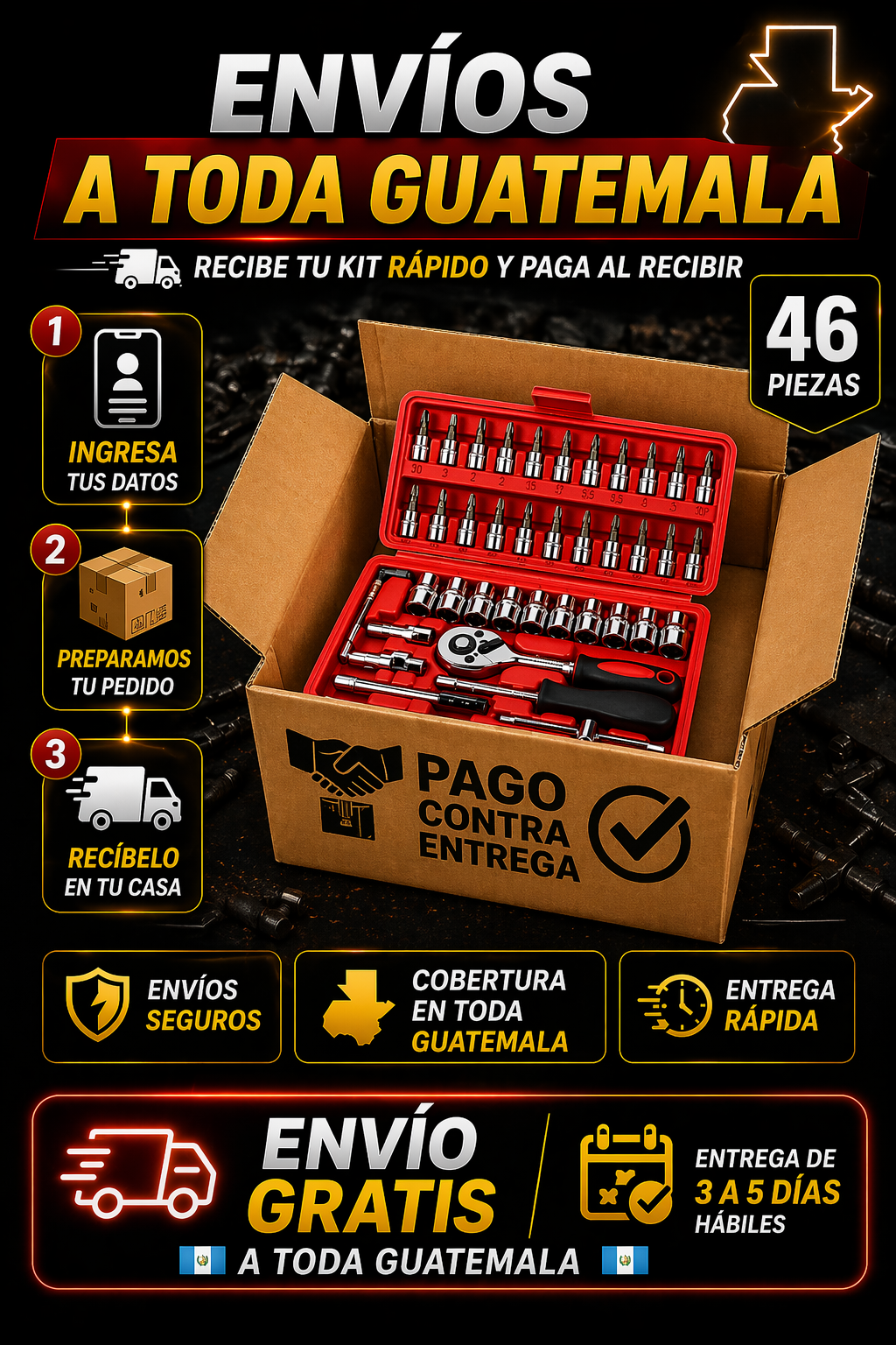 🛠️ SET DE 46 LLAVES DE DADO | Q200! + ENVIO GRATIS