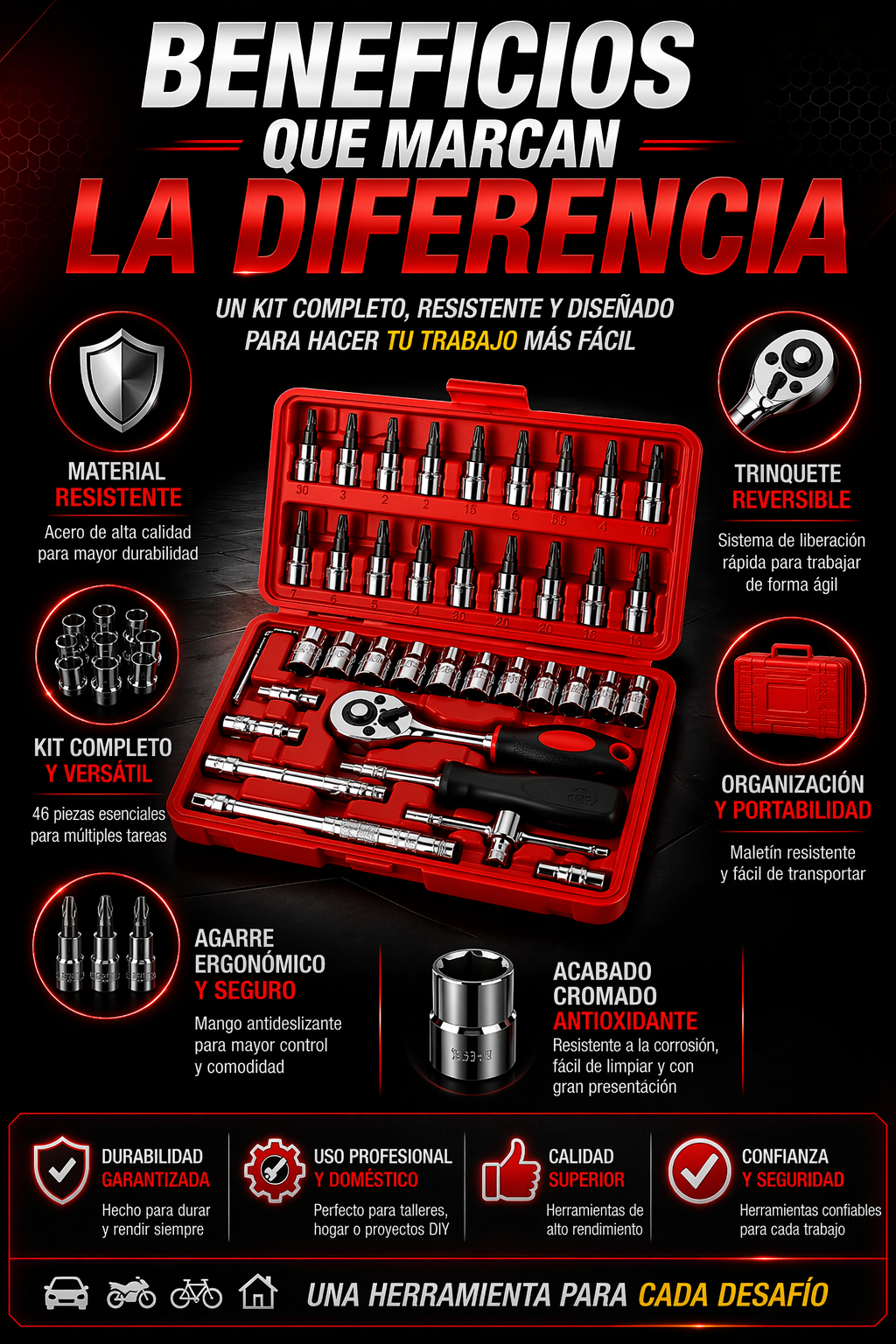 🛠️ SET DE 46 LLAVES DE DADO | Q200! + ENVIO GRATIS