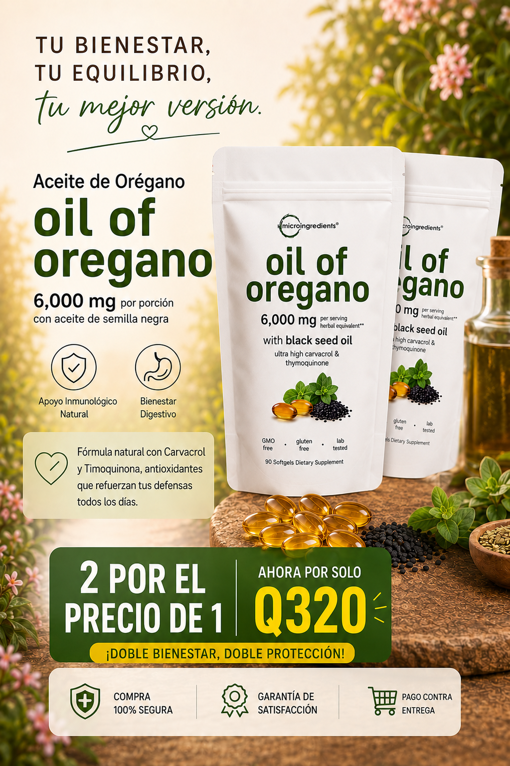 🌿Oil of Oregano™ Cápsulas blandas | Apoyar el sistema inmunológico + Envio Gratis 🚚