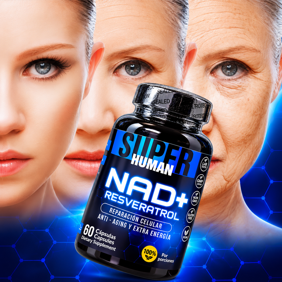 Super Human NAD+ Resveratrol, +envio gratis