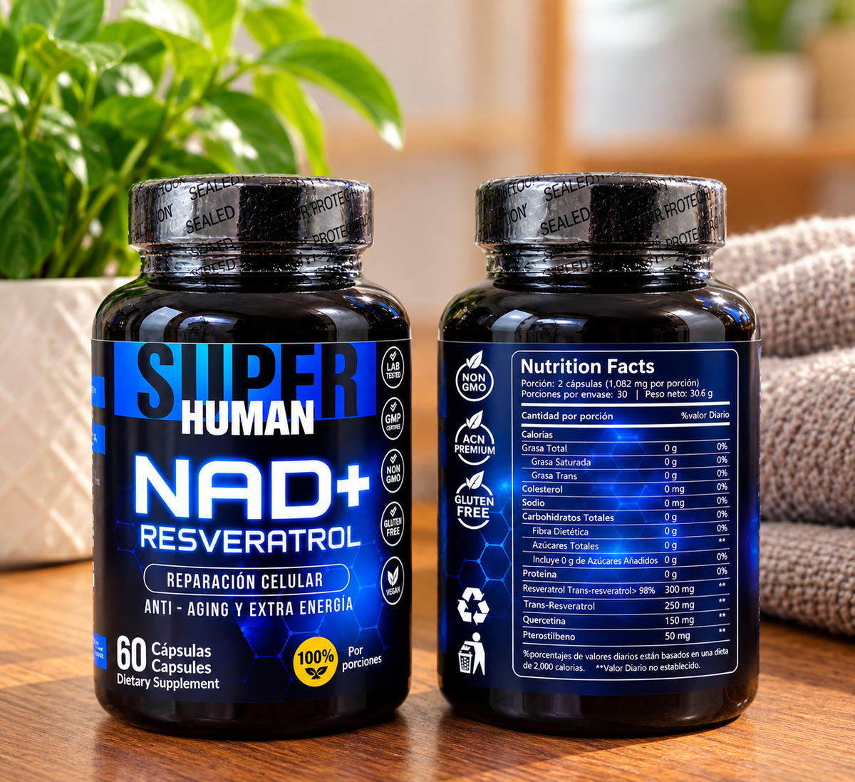 Super Human NAD+ Resveratrol, +envio gratis