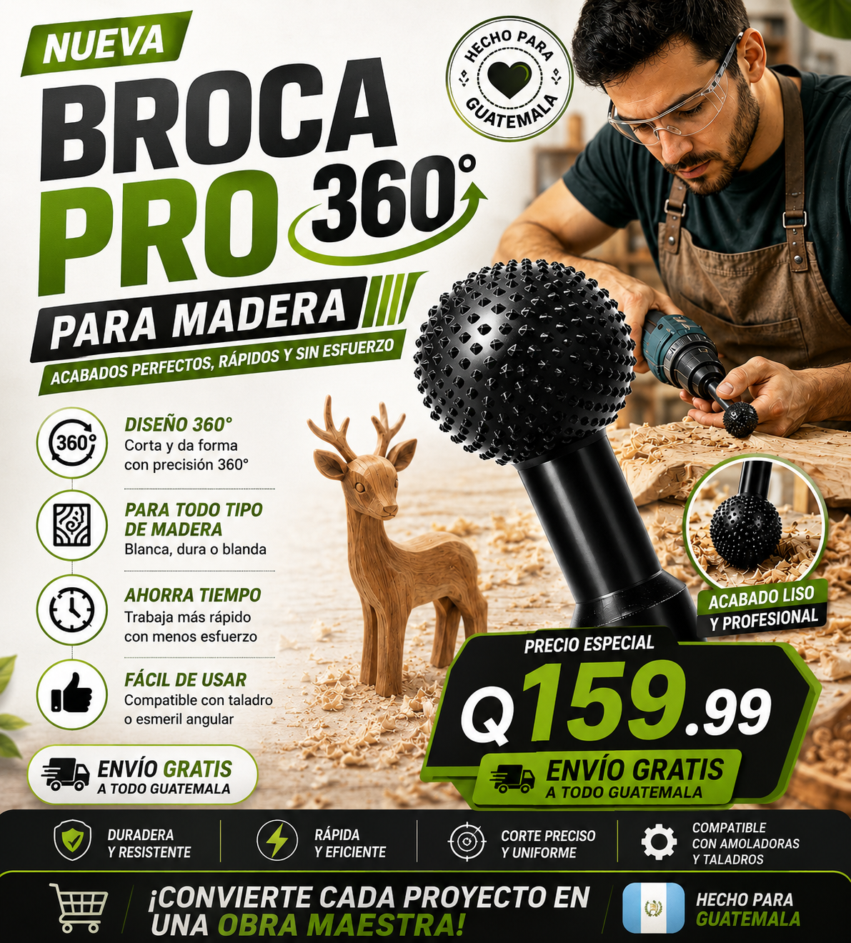 🔩 BROCA PRO 360™ para Madera - Q160 + Envío Gratis 🚚