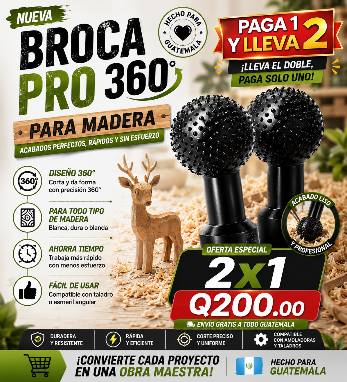 🔩 BROCA PRO 360™ para Madera - Q160 + Envío Gratis 🚚