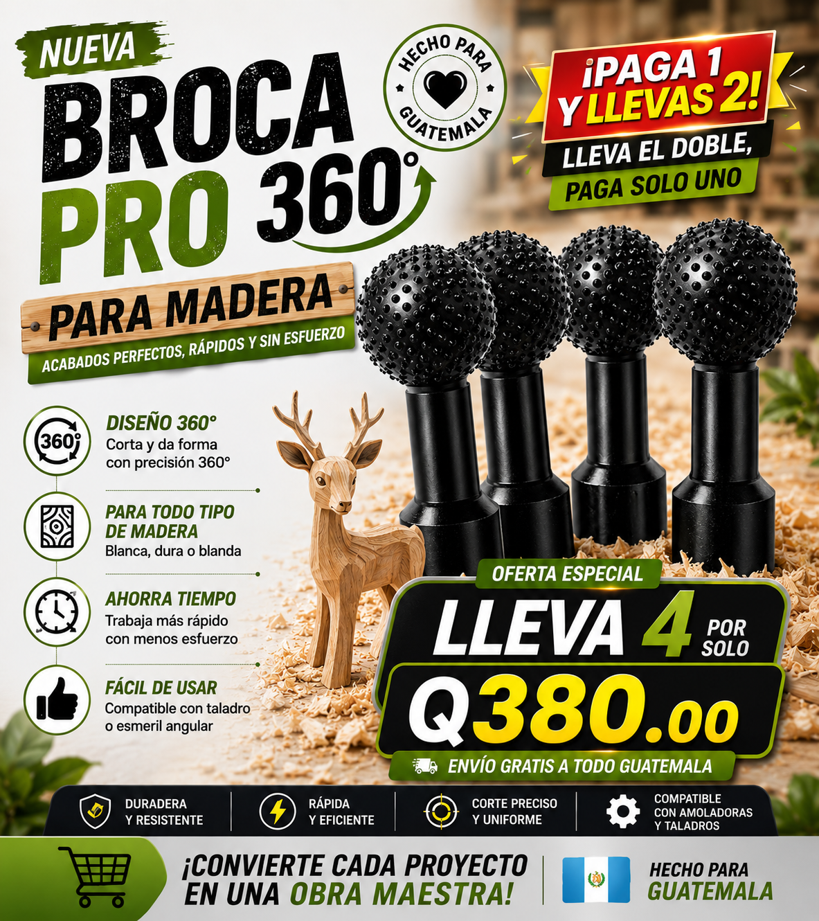 🔩 BROCA PRO 360™ para Madera - Q160 + Envío Gratis 🚚