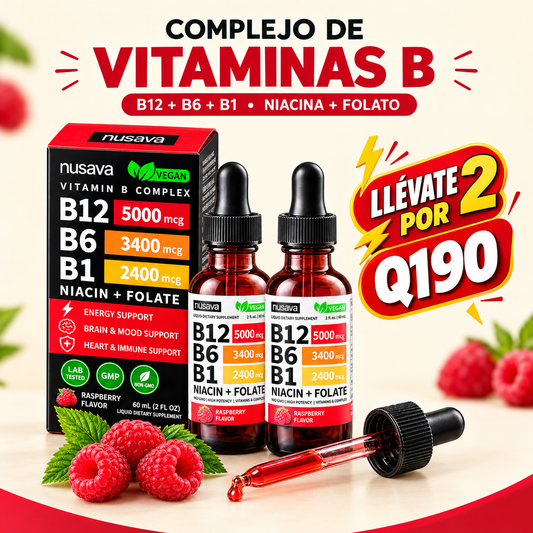 🍇 Vitamina B12 B6 B1 ,Líquida de Frambuesa – Lleva 2 Paga 1