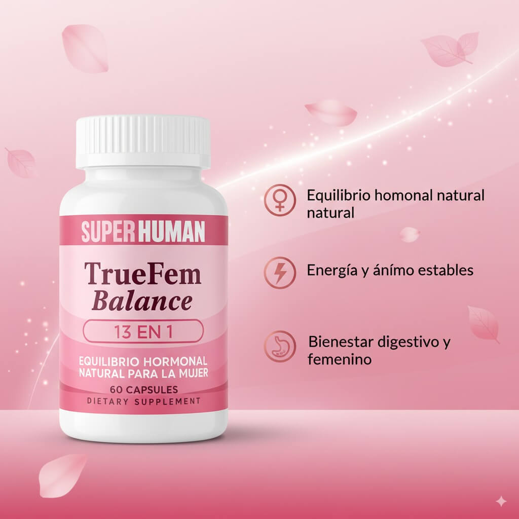 🌸 TrueFem Balance – Cápsulas para el Equilibrio Hormonal y Bienestar Femenino (60 Cápsulas) – SuperHuman™