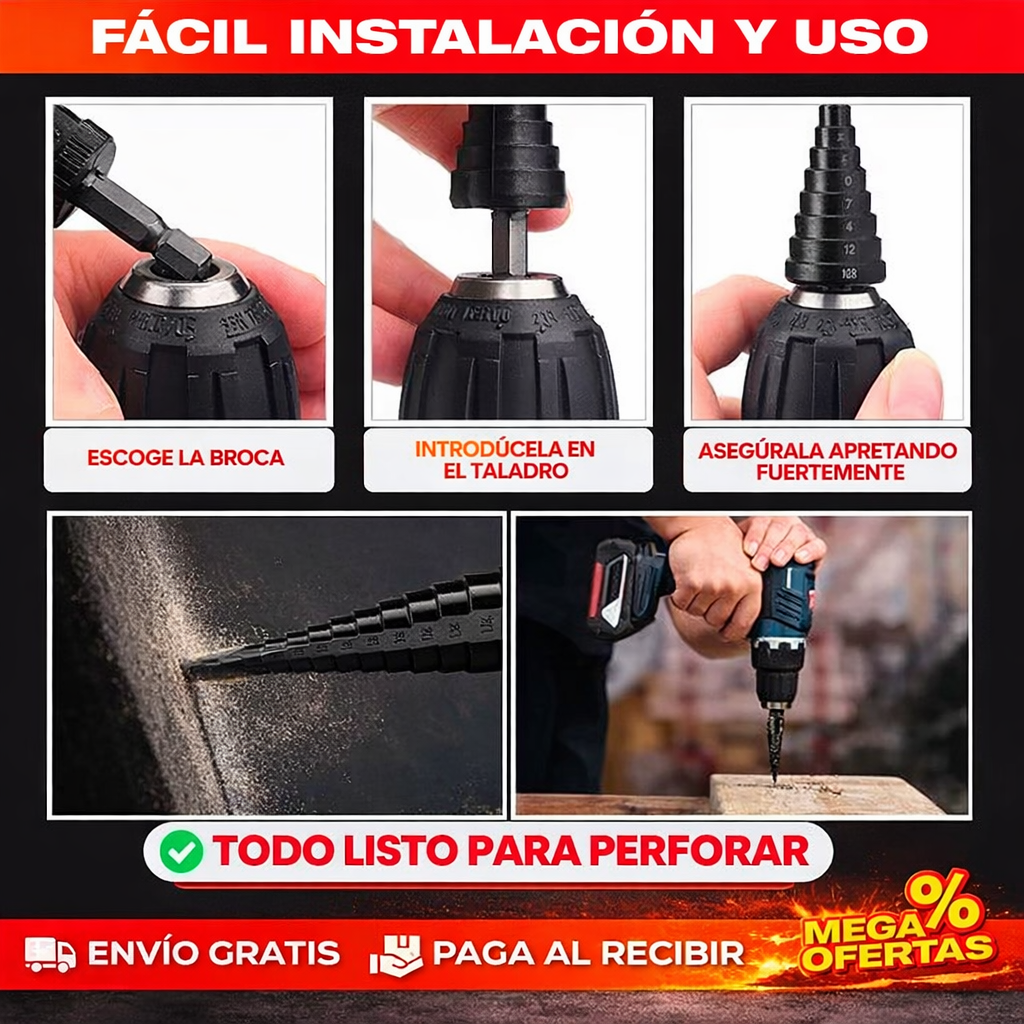 🔩 SET DE  5  BROCAS ESCALONADAS DE TITANIO + ENVIO GRATIS