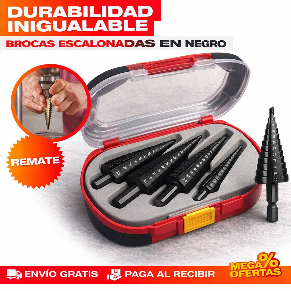🔩 SET DE  5  BROCAS ESCALONADAS DE TITANIO + ENVIO GRATIS