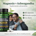 🌴SUPER  MAGNESIO & ASHWAGANDHA + 60 CAPS ORIGINAL -Q185 + envio gratis