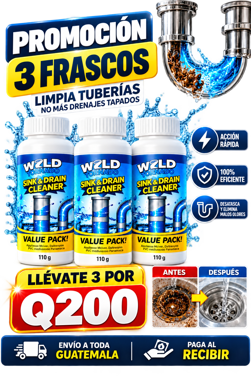 Wild Tornado™ Destapador y Limpiador de Cañerías Profesional,  envio gratis