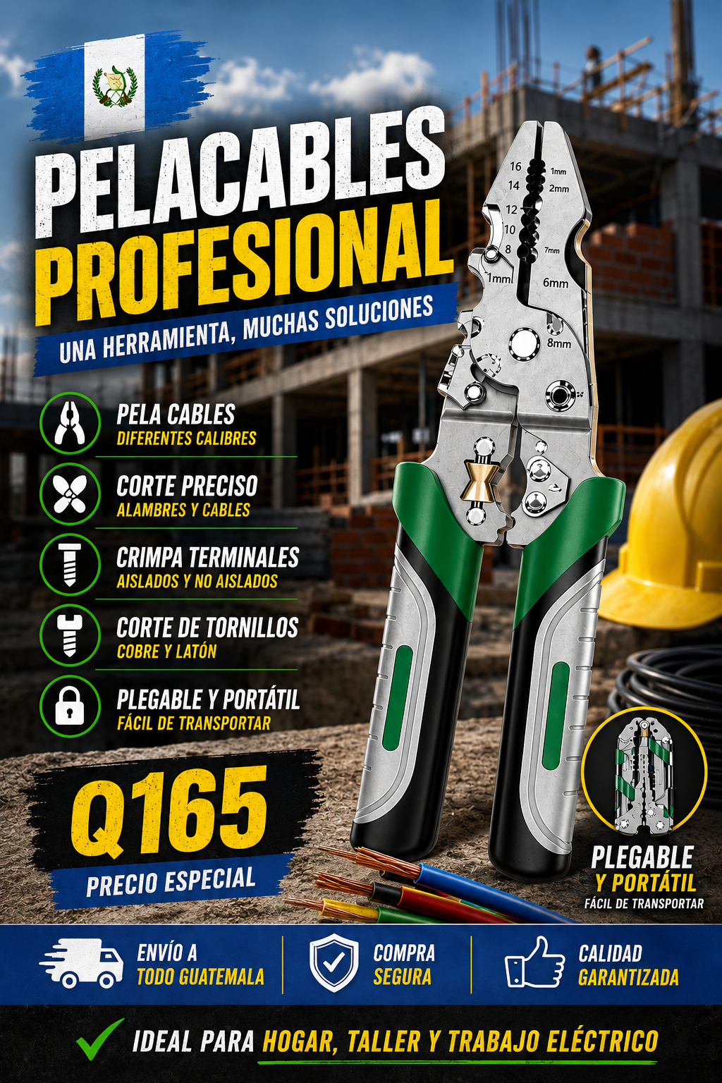 🛠️Pelacables Profesional Multifunción 10 en 1 – Cortar, Pelar y Ajustar: Q164.99+ Envio Gratis 🚚