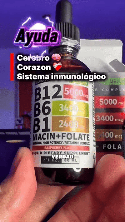 🍇 Vitamina B12 B6 B1 ,Líquida de Frambuesa – Lleva 2 Paga 1