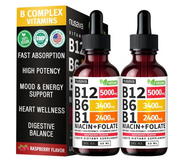 🍇 Vitamina B12 B6 B1 ,Líquida de Frambuesa – Lleva 2 Paga 1
